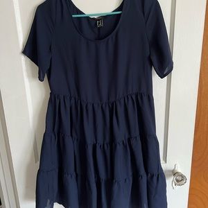 Forever 21 navy blue fit and flare dress, size medium, good condition!